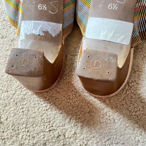 Gabor VTG Multicolour Pastel Woven Open Backed Low Block Heel Mules Shoes - Picture 6 of 13